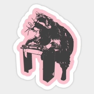 Raccoon Disc Jockey Sticker